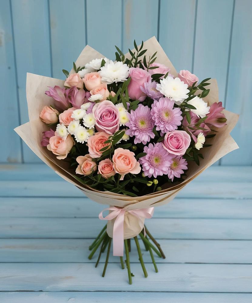 Букет цветов из: Хризантемы, Розы и Альстромерии в Черняховске