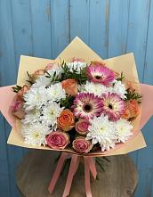 Букет цветов из:  Розы, Герберы и Хризантемы #REPLACE_PRED# Черняховске