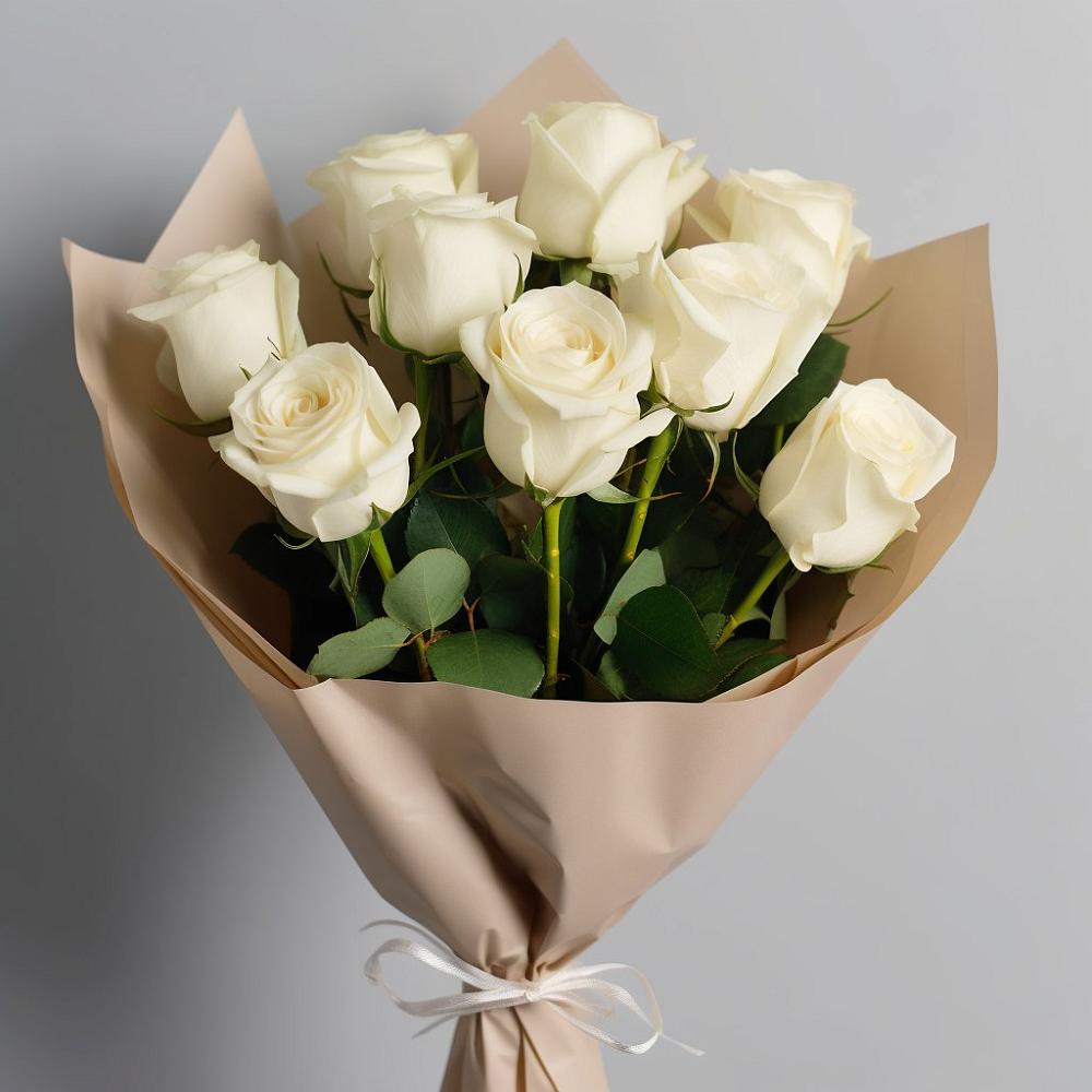 Букет 9 Белых роз Эдлесс Лав в Черняховске