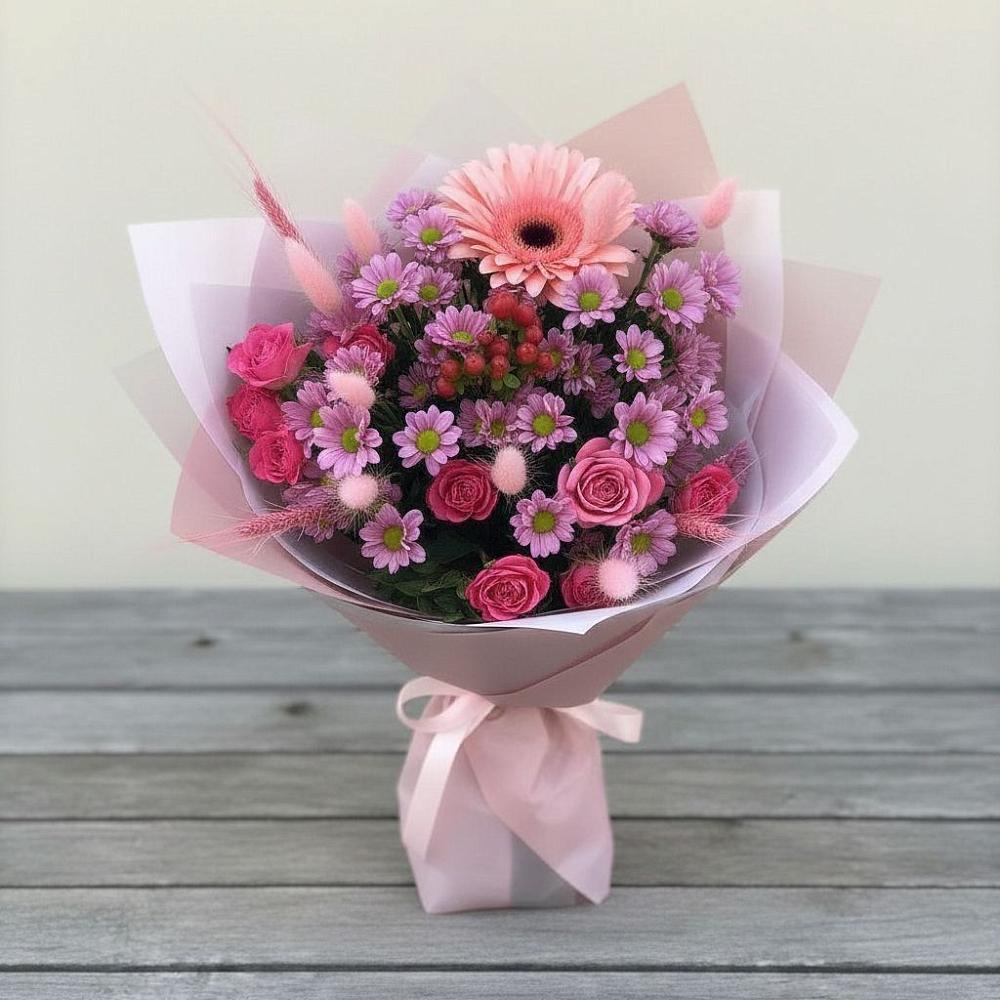 Букет цветов из: Розы, Герберы и Хризантемы в Черняховске
