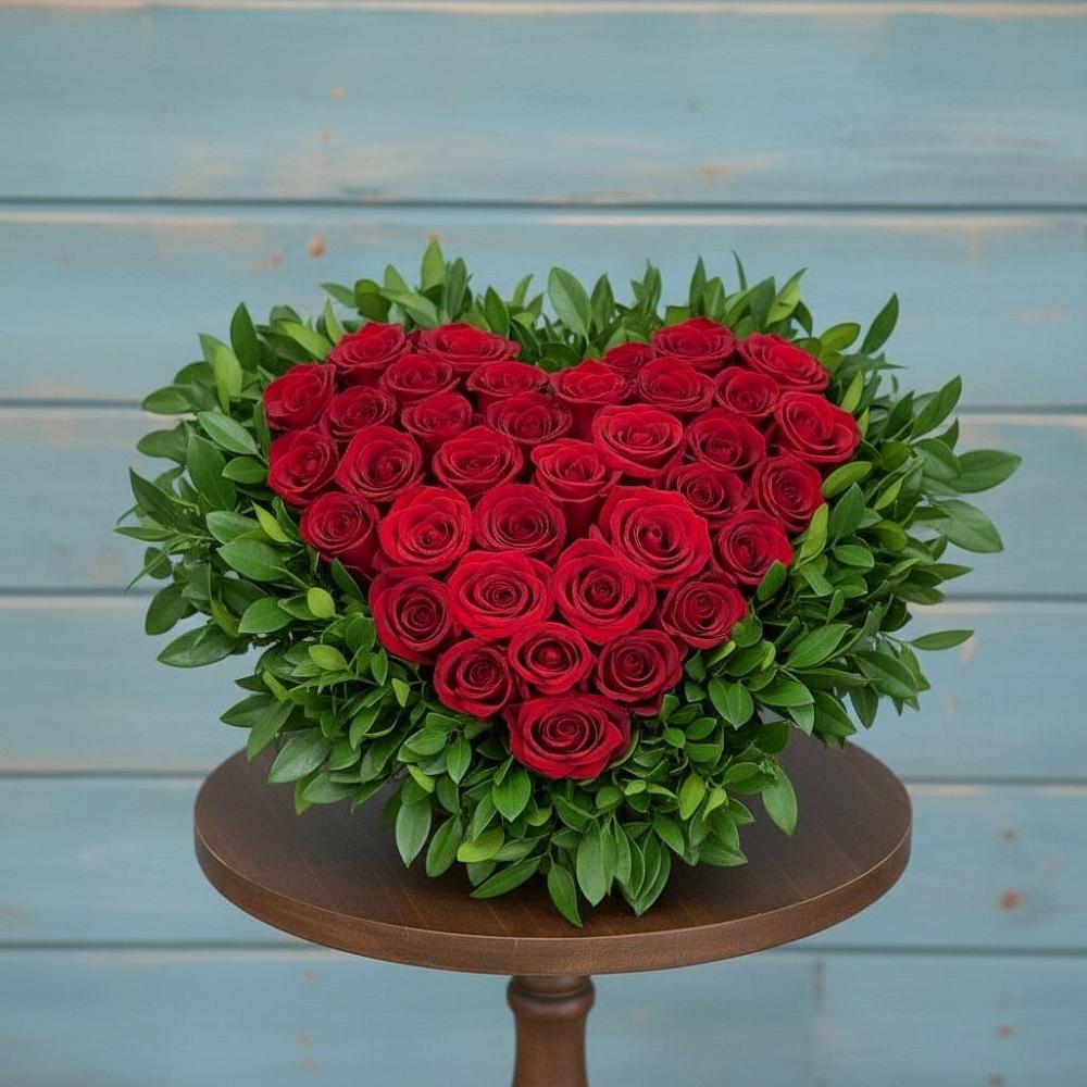 Цветочная композиция из Розы в виде сердца в Черняховске