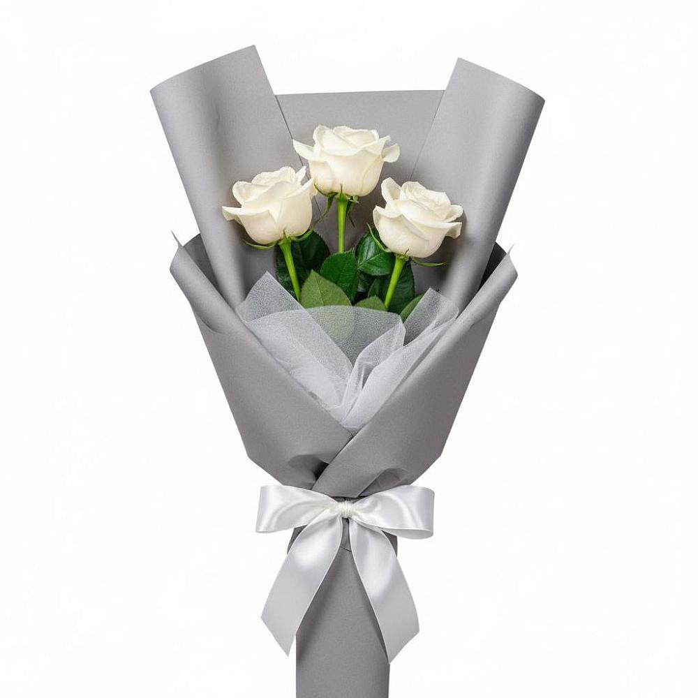 Букет 3 белые розы в Черняховске