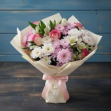 Букет цветов из:  Хризантемы, Альстромерии и Розы #REPLACE_PRED# Черняховске