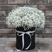 Цветочная композиция из Гипсофила в шляпной коробке в Черняховске